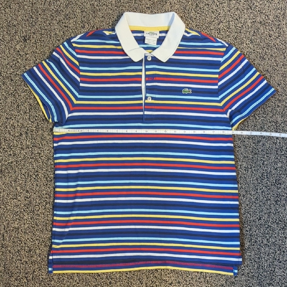 Lacoste Blue and Yellow Polo Shirt Sporty Classic Design